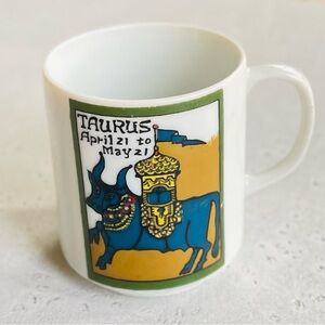 Vintage 70s Retro Zodiac Taurus Coffee Mug Cup